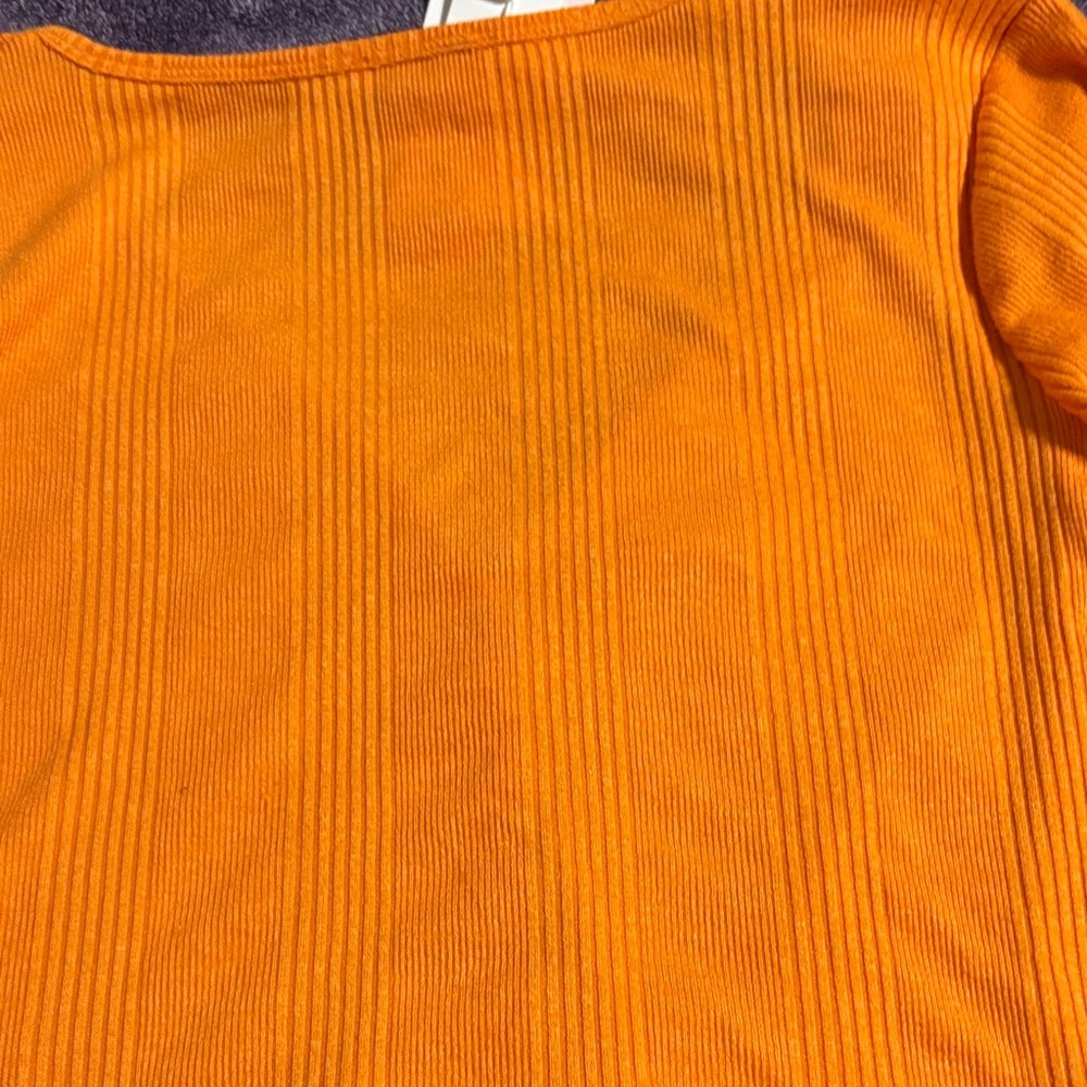 Orange Ribbed Button-Up Cardigan - Picture 5 of 8
